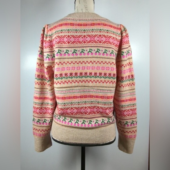 J. Crew Puff-sleeve Fair Isle Crewneck Sweater Size XL - Picture 6 of 6